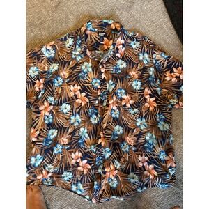 Lands End Mens 2XL Tropical Floral Button Down Shirt